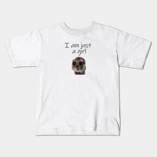 I am Just A Girl Hamster Meme Baby Tee 90s Style Tshirt Weird tshirt Y2k Coquette Aesthetic Funny Tshirt Soft Girl Kids T-Shirt